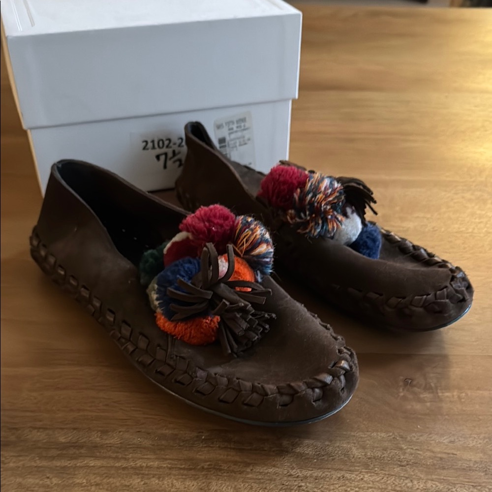 Brown suede Celine loafer